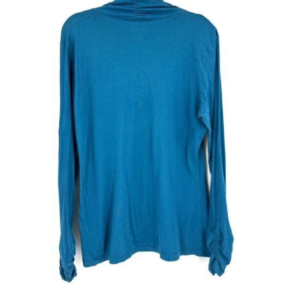Nomadic Traders Pima Cotton Teal Ruched turtleneck Size XL Lightweight Active - Picture 2 of 8